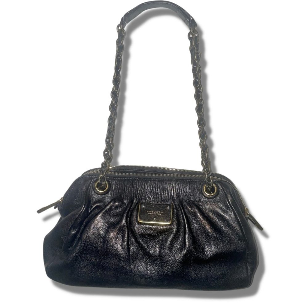 Marc Jacobs Vegan Leather Purse w/old Chain Detail Black Leather Shoulder Bag